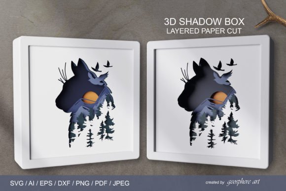 3D Cat Shadow Box: Layered Papercut SVG