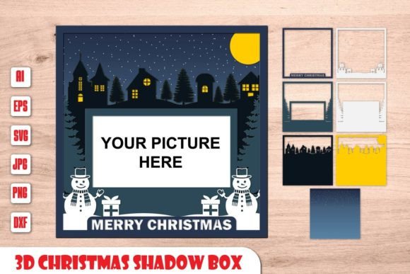 3D Christmas Shadow Box-Layer Paper Cut 3D SVG Shadow Boxes