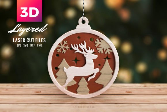 3D Christmas Tree SVG Deer Clipart for Laser Cutting and Winter Amp Projects