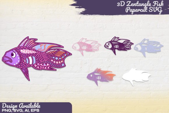 3D Layered Fish 3D Papercut SVG for Shadow Boxes