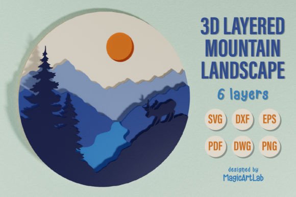 3D Layered Mountain Landscape: A 3D SVG Shapes Review for Brand Design