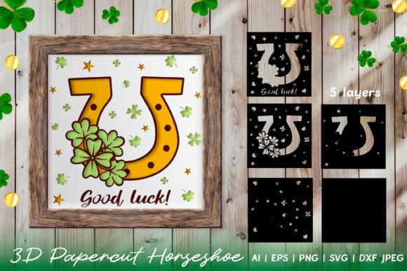 3D Papercut Horseshoe with Clovers Card Graphics and Crafts Review