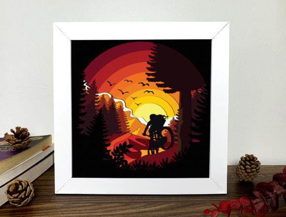 Bicyclist Shadow Box 3D Svg Review