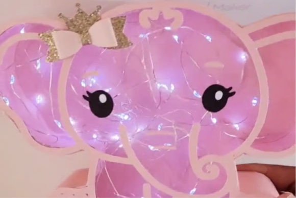 Box and Lamp 3D Elephant SVG English and Spanish