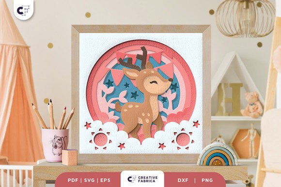 Cute Fawn Nursery Room 3D Shadow Box: A 3D SVG Review for Baby Content