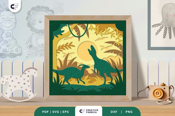 Dinosaurs Park 3D Shadow Box Paper Cut Embroidery Review