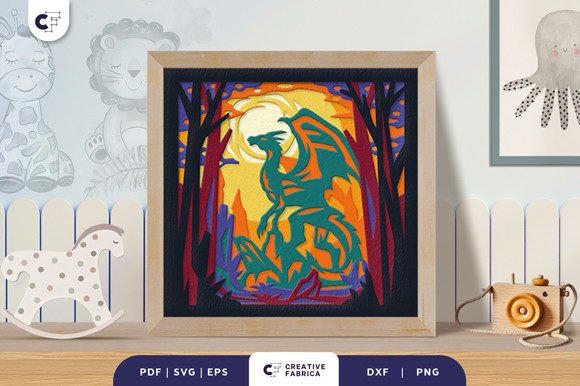 Dragon 3D Shadow Box Paper Cut SVG