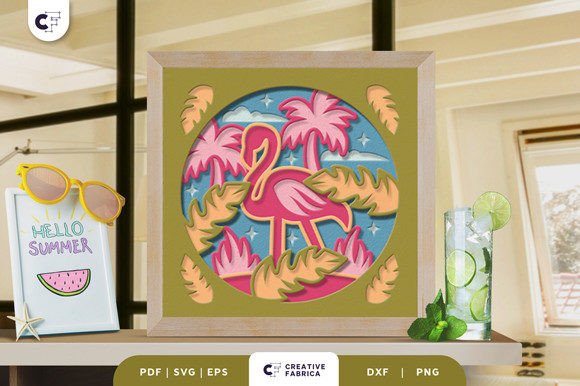 Flamingo 3D Shadow Box Paper Cut Embroidery Review