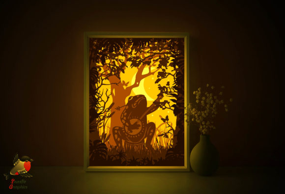 Frog with Bonjo 3D Light Box Template: 3D SVG and Shadow Boxes