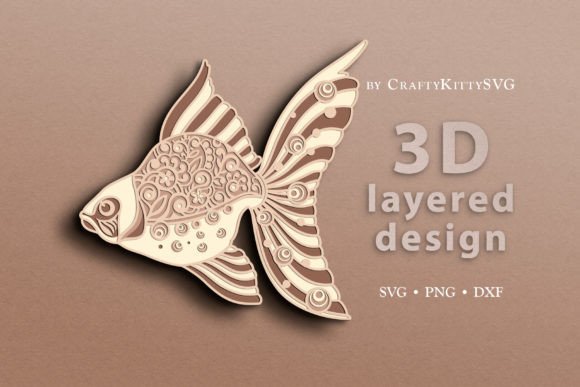 Goldfish Fish 3D Layered SVG Cut File for Laser Cutting and Wall Decor