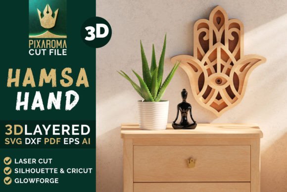 Hamsa Hand 3D Layered Protective Hamsa Laser Cutting Wall Decor