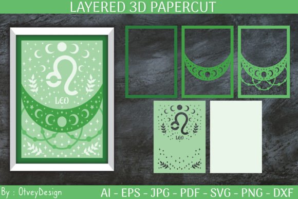 Leo Zodiac Signs Celestial 3D Layered Pa