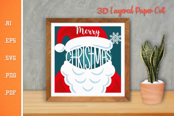 Merry Christmas Santa - 3D SVG Paper Cut