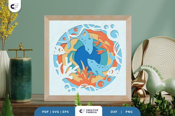 Ocean Life 3D Shadow Box Paper Cut for Small Business Branding