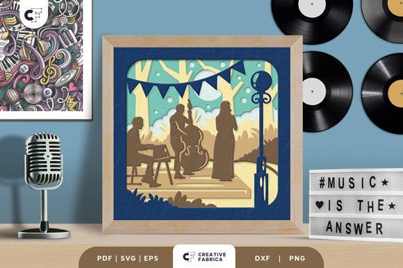 People Playing Music 3D Paper Cut: 3D SVG for Lifestyle And Hobbies