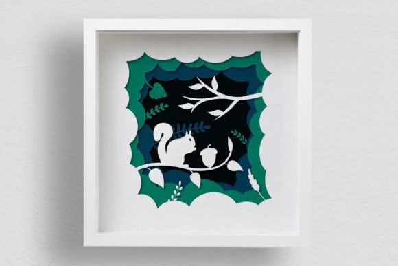 Squirrel Forest Shadow Box SVG, 3D Paper Laser Cutting Shadow Boxes
