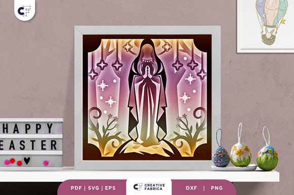 Virgin Mary 3D Layered Paper Cut: Easter 3D SVG for Branding